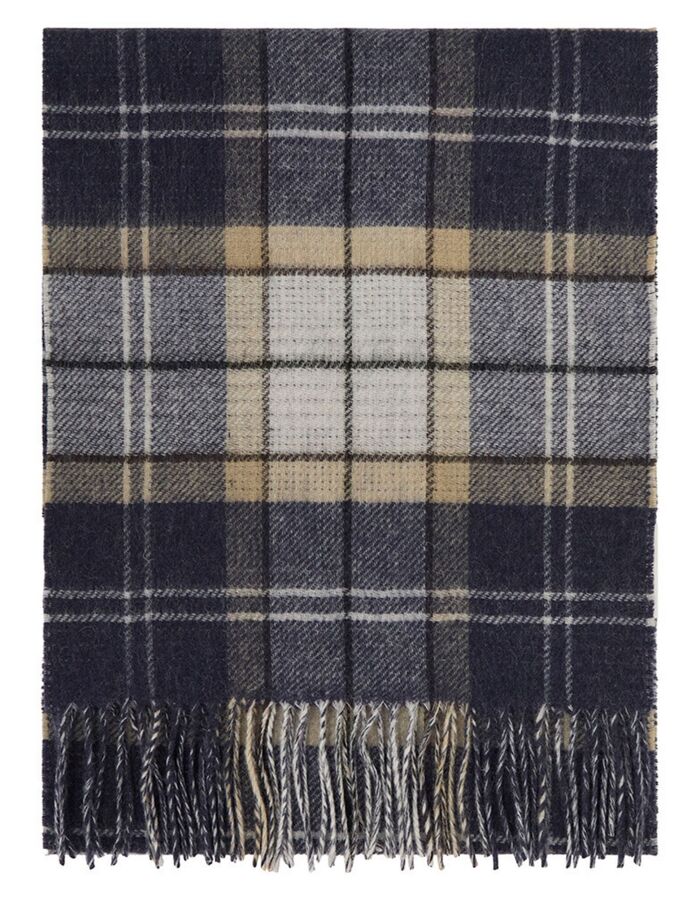 Taryn omkeerbare wollen sjaal met tartan lichtbeige