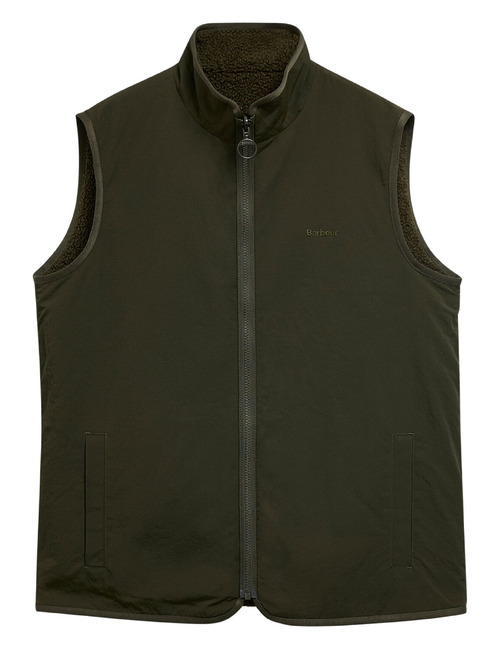 Omkeerbare bodywarmer met teddystructuur groen