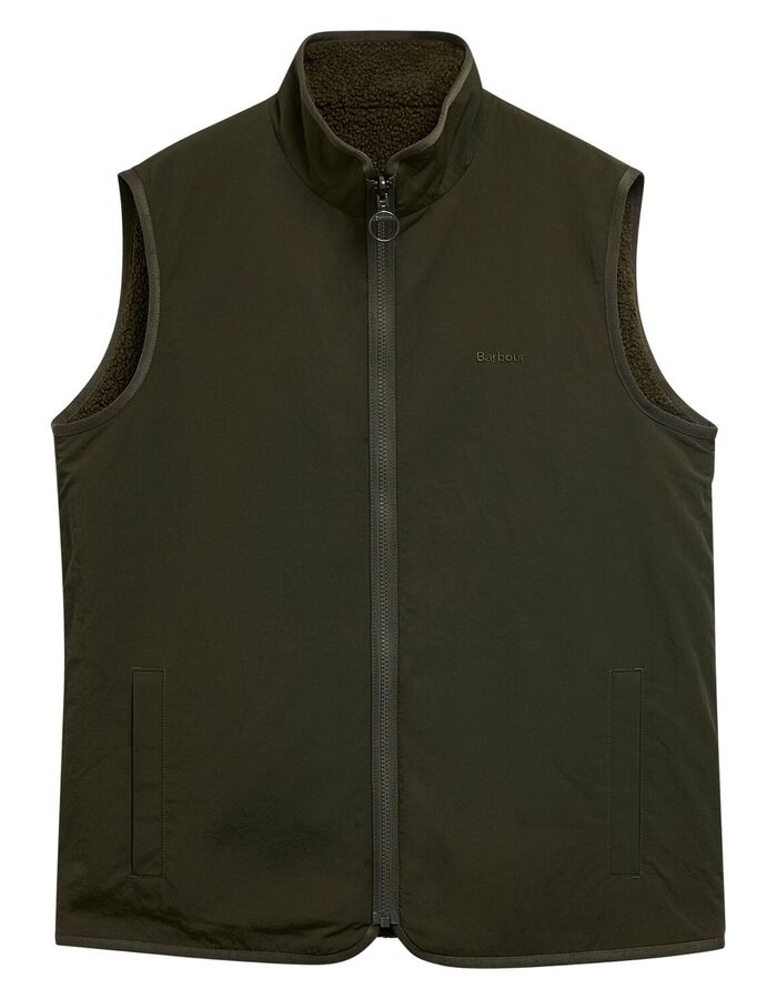 Omkeerbare bodywarmer met teddystructuur groen
