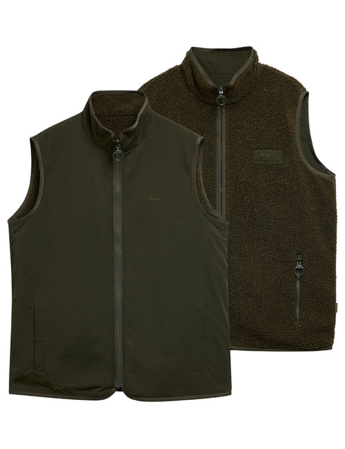 Omkeerbare bodywarmer met teddystructuur groen