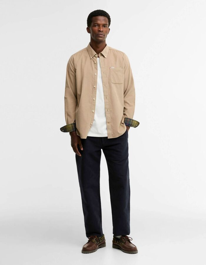 Ramsey hemd in corduroy washed stone