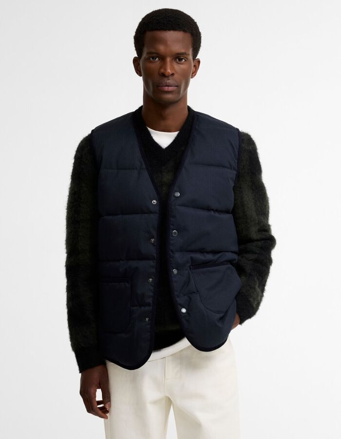 Gewatteerde bodywarmer met v-hals donkerblauw