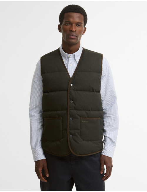 Gewatteerde bodywarmer met contrastbies