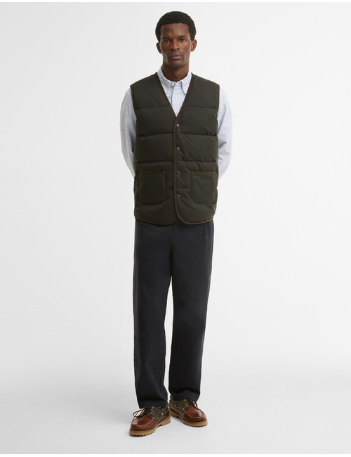 Gewatteerde bodywarmer met contrastbies