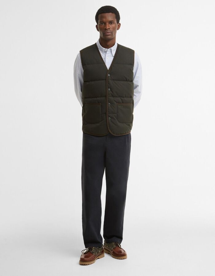 Gewatteerde bodywarmer met contrastbies