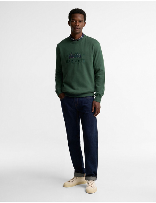 Sweater met geborduurd borstmotief groen
