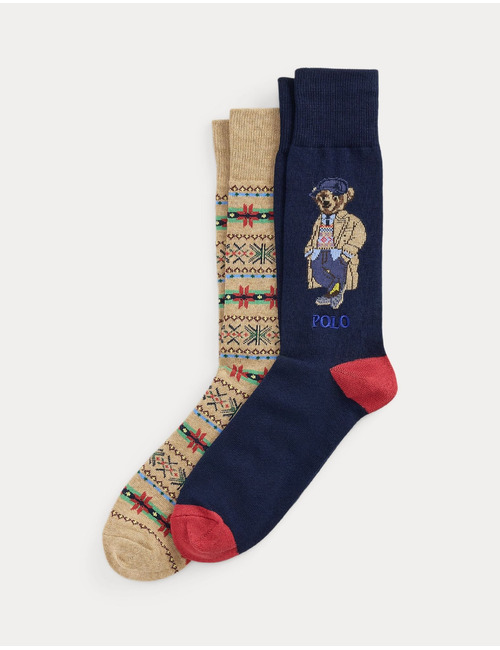 Polo Bear crew sokken 2-pack navy camel