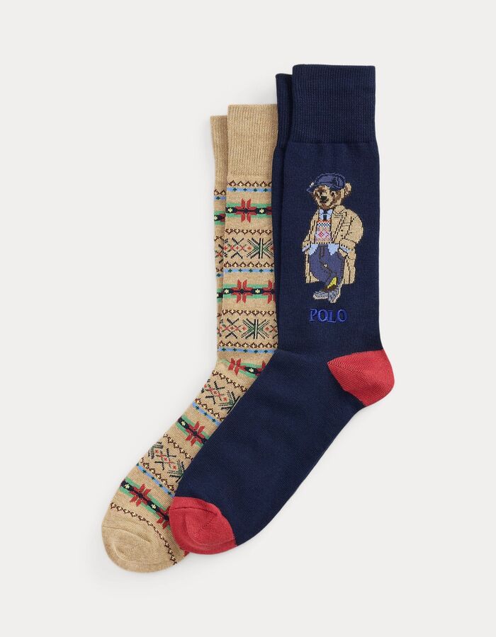 Polo Bear crew sokken 2-pack navy camel