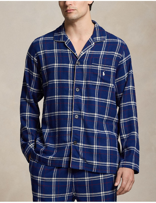 Plaid flanellen slaapset navy red white plaid