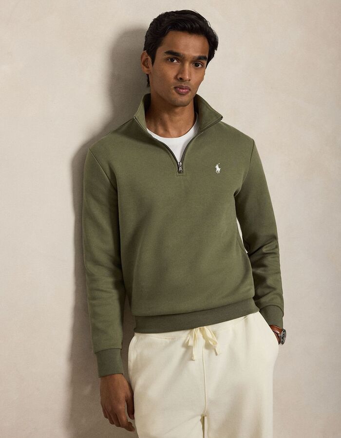 Double-knit trui met quarter-zip cruise olive