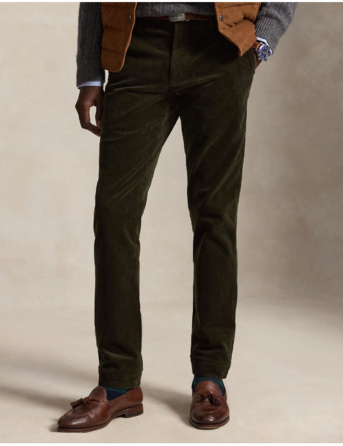 Andover slim fit ribfluwelen broek met stretch estate olive