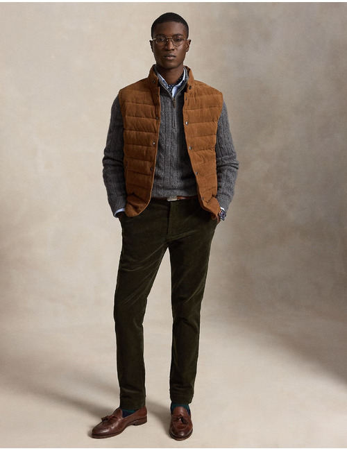 Andover slim fit ribfluwelen broek met stretch estate olive