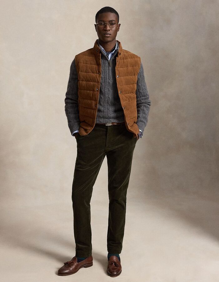 Andover slim fit ribfluwelen broek met stretch estate olive