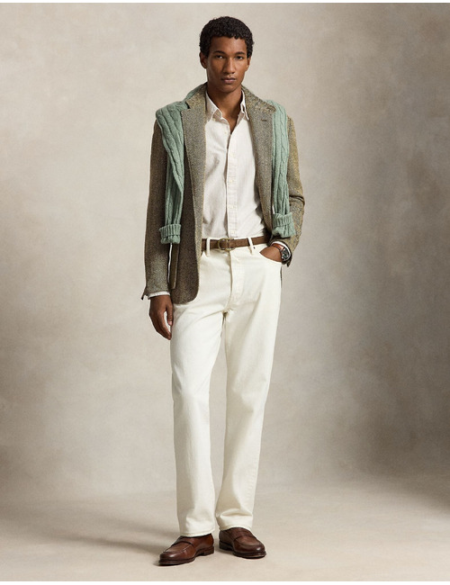 Custom fit oxford hemd met strepen classic camel white