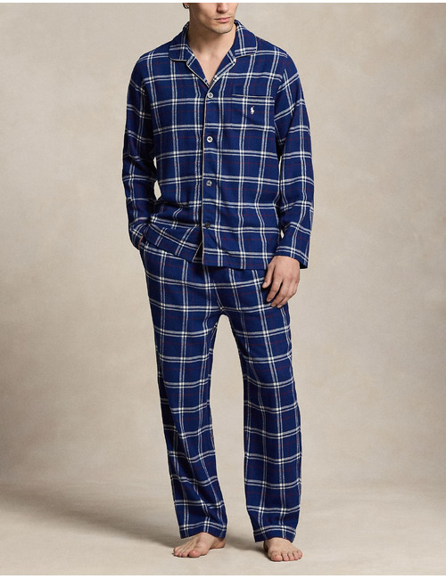 Plaid flanellen slaapset navy red white plaid