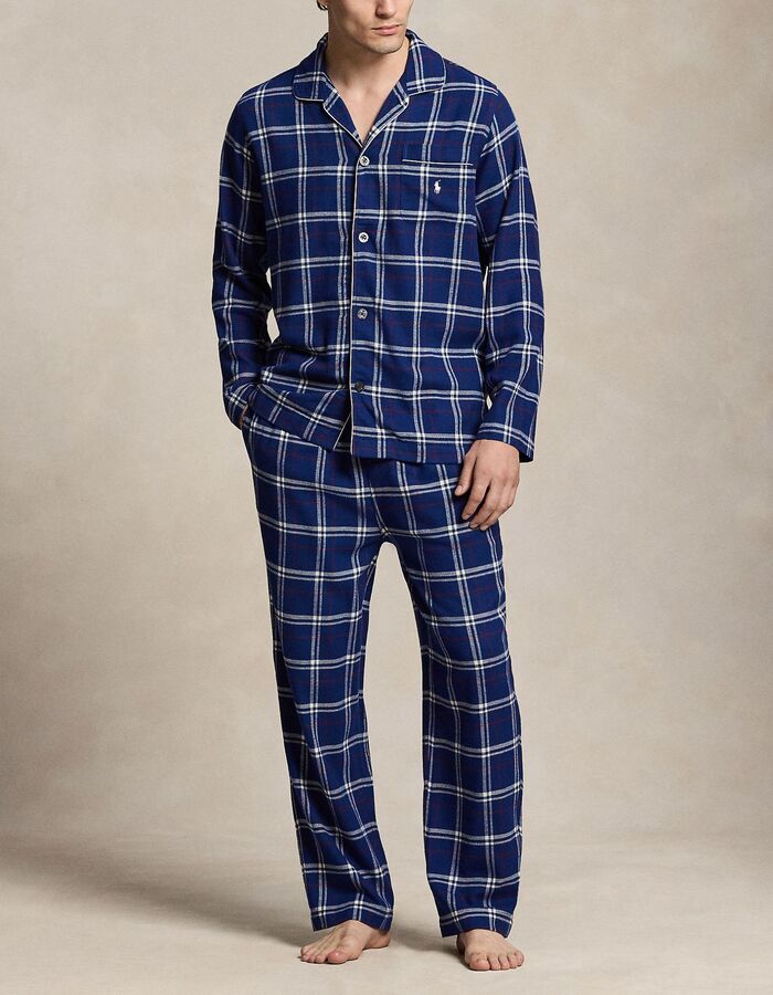 Plaid flanellen slaapset navy red white plaid