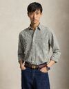 Custom fit gingham oxford hemd white olive shrub heather