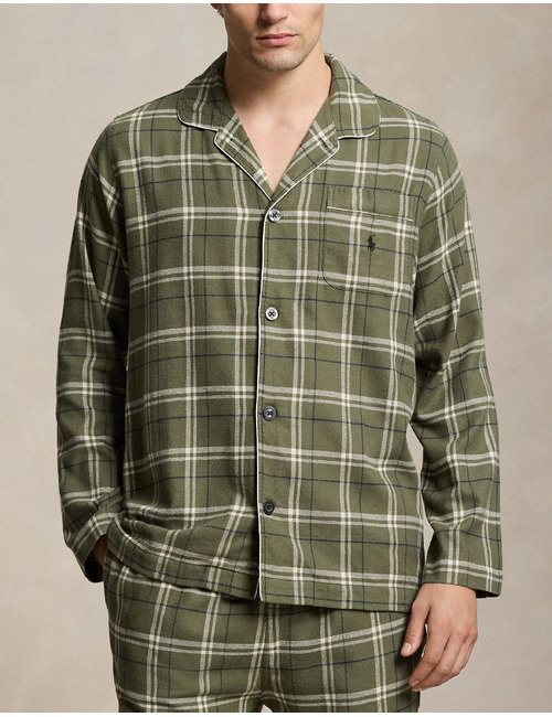 Plaid flanellen slaapset cruise olive navy cream