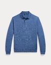 Pull à col polo en laine fine clarity blue heather