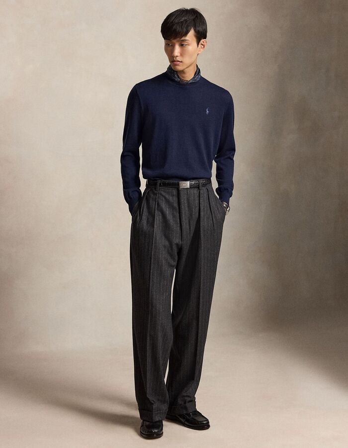 Pull en laine lavable à col rond hunter navy