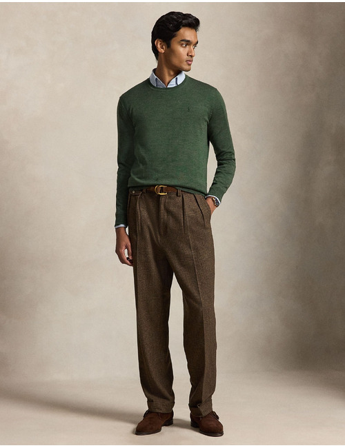 Washable wool trui met ronde hals lodgepole pine heather