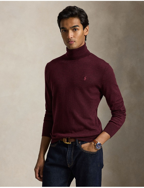 Washable wool rolkraagtrui aged wine heather