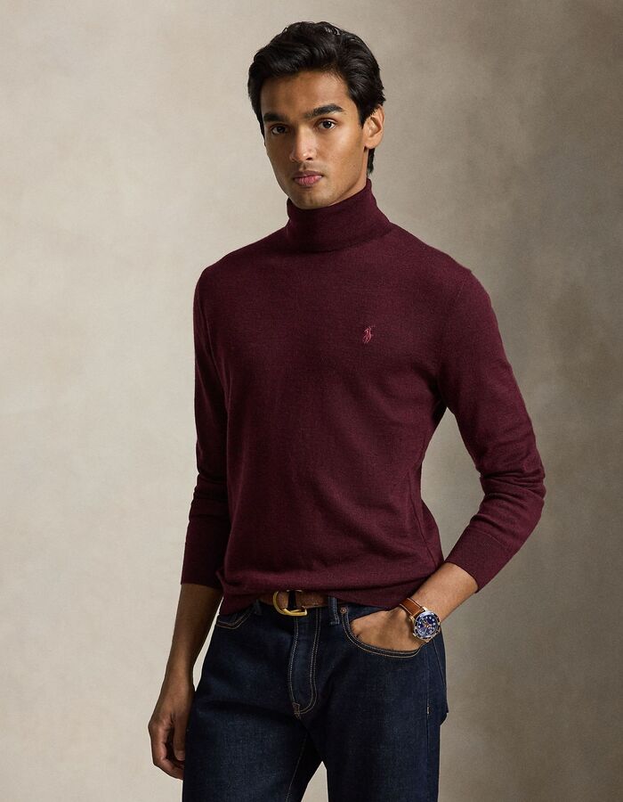 Washable wool rolkraagtrui aged wine heather
