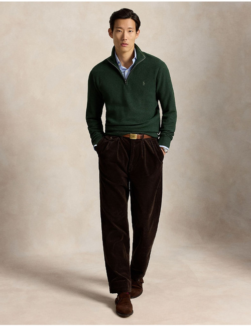 Quarter-zip trui in fijngebreid katoen lodgepole pine heather