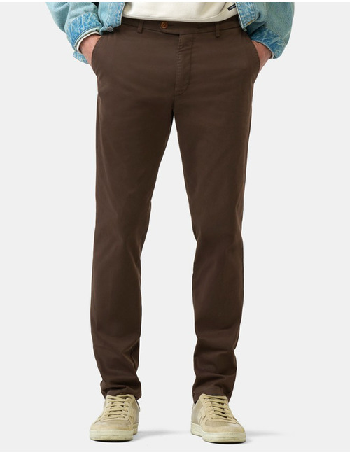 Lupus slim fit chino met stretch donkerbruin