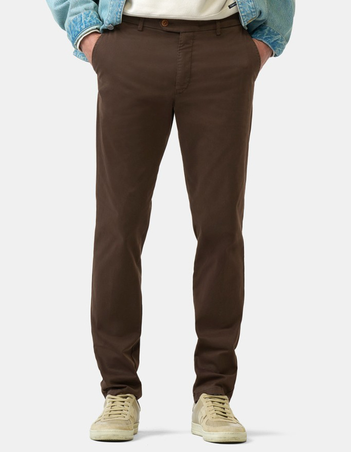 Lupus slim fit chino met stretch donkerbruin