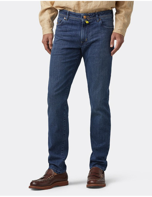 Phoenix five-pocket broek met stretch steenblauw