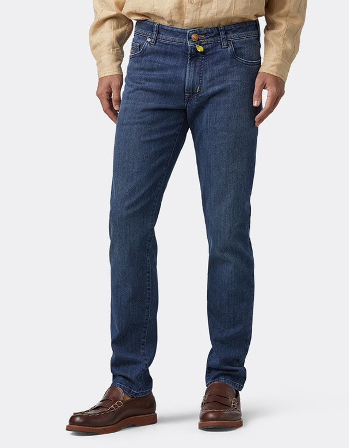 Phoenix five-pocket broek met stretch steenblauw