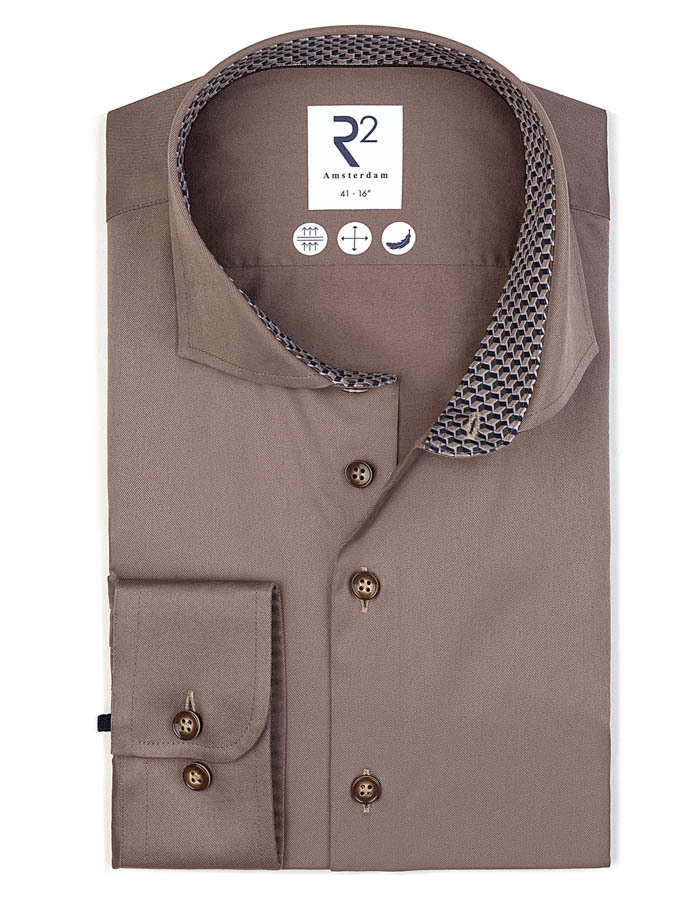 Hemd van katoen met contrastkraag taupe