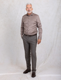 Hemd van katoen met contrastkraag taupe