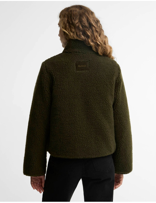 Elenora - fleecejas met opstaande kraag olive