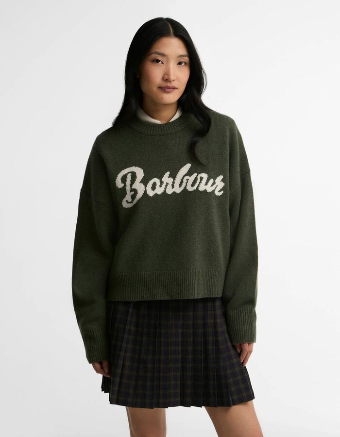 Ivybridge - Pull en laine avec logo intarsia olive