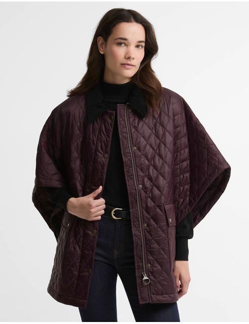 Mildred - gewatteerde cape met tweewegrits bordeaux