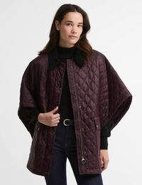 Mildred - gewatteerde cape met tweewegrits bordeaux