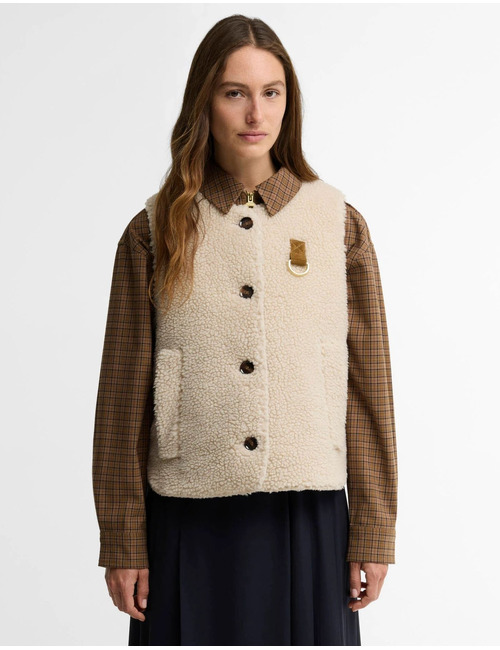 Bowes - teddy bodywarmer met gewatteerde voering ecru