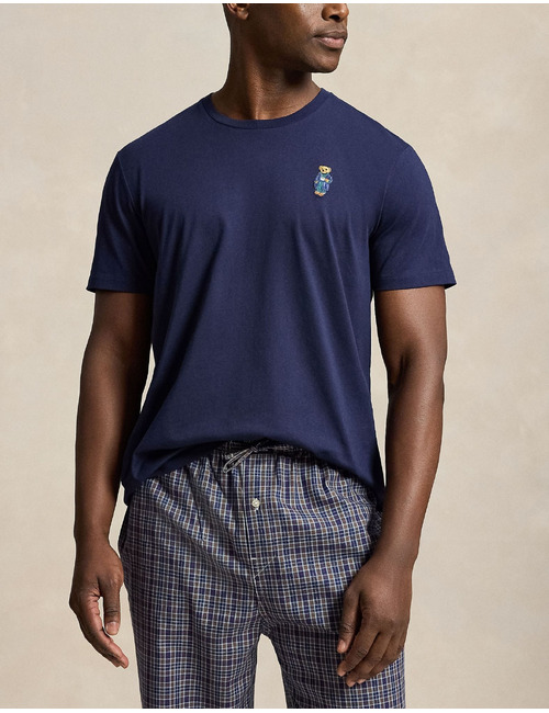 Polo Bear katoenen pyjamaset met ruitpatroon navy