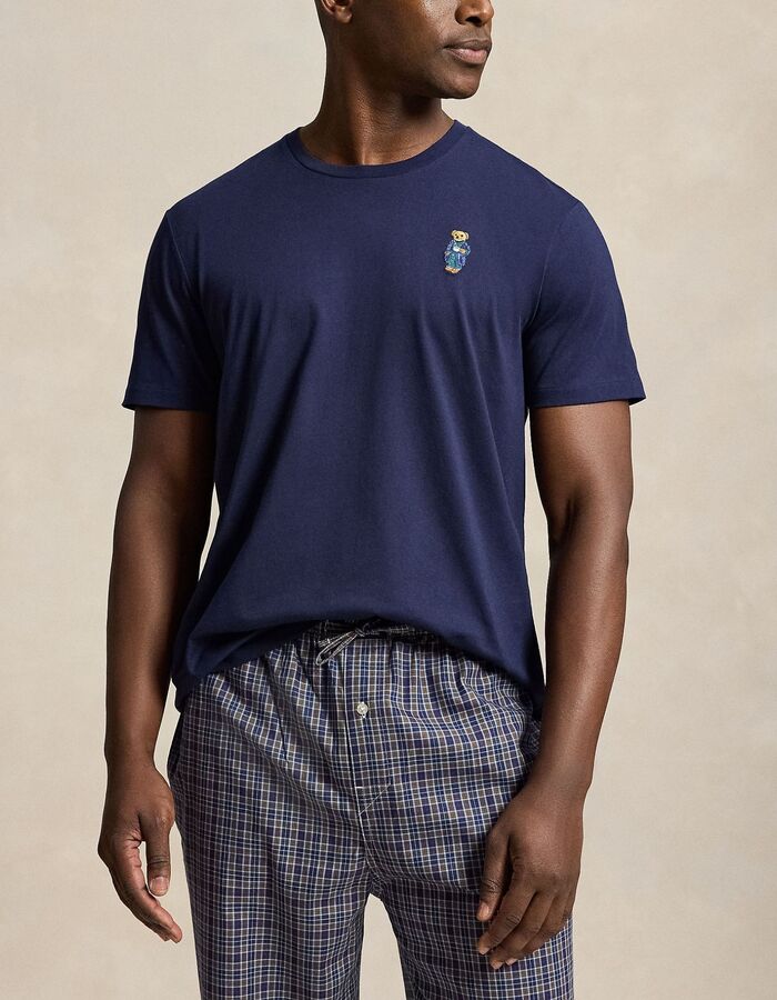 Polo Bear katoenen pyjamaset met ruitpatroon navy
