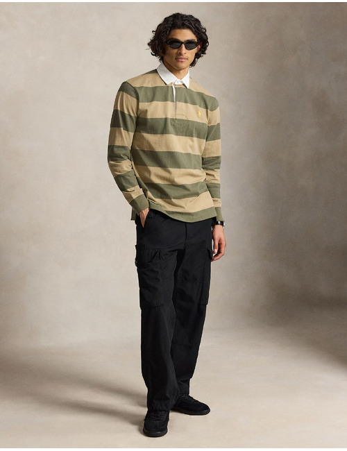 The Iconic Rugby katoenen rugbypolo groen beige