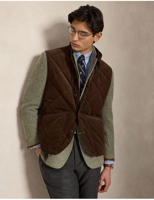 Gewatteerde corduroy bodywarmer bruin