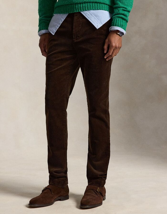 Andover slim fit corduroy broek met stretch bruin
