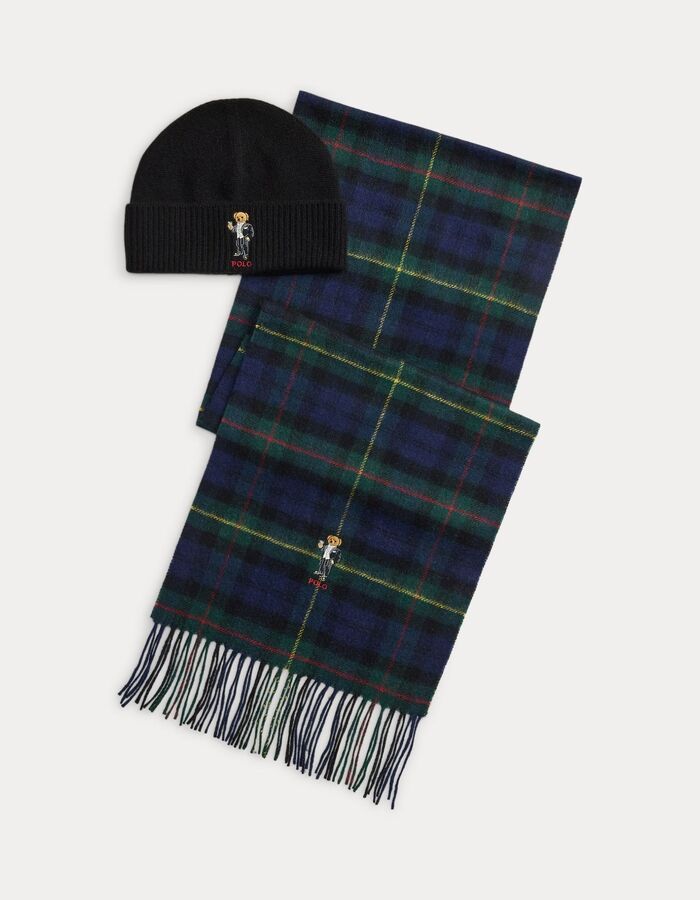 Polo Bear geschenkset met muts en sjaal multicolor