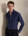 Custom fit performance twill hemd marineblauw gemêleerd