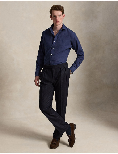 Custom fit performance twill hemd marineblauw gemêleerd