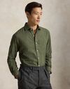 Custom fit performance twill hemd olijfgroen gemêleerd