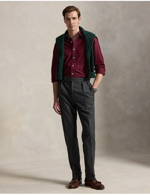 Custom fit garment-dyed oxford hemd wijnrood