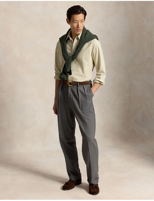 Custom fit garment-dyed oxford hemd beige